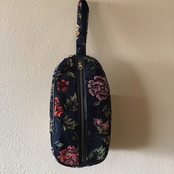 Vintage Tapestry Fabric Floral Oblong Wristlet Purse - Picture 2 of 6